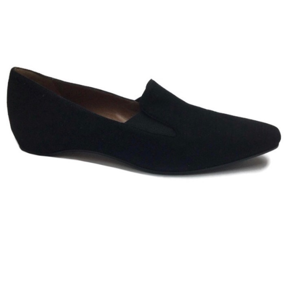 NWT Aquatalia Marianne Black Suede Chisel Square Toe Slip-On Flats Size 8.5